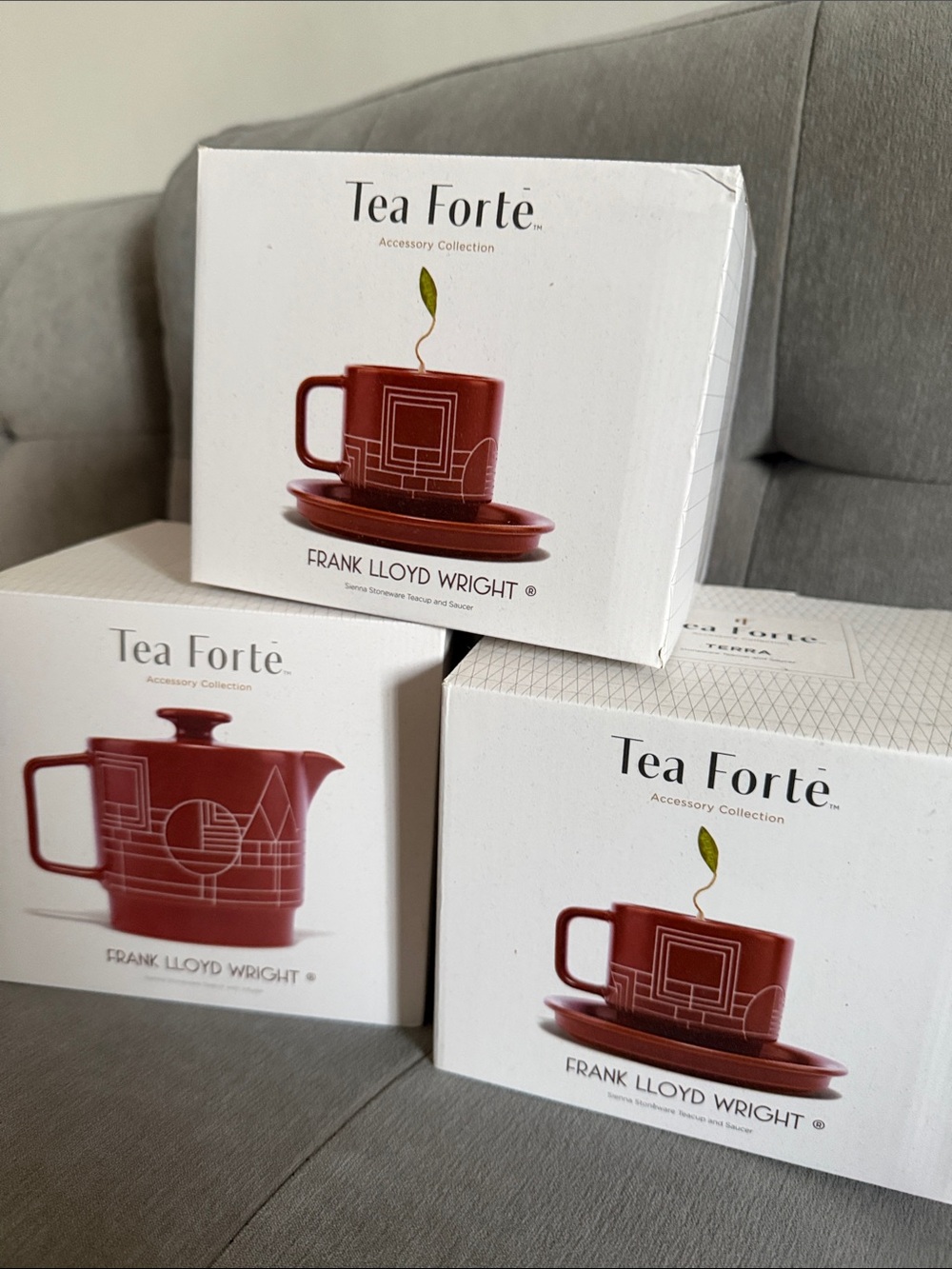 Tea Forte Frank Lloyd Wright Red Ceramic Tea Cup & Saucer